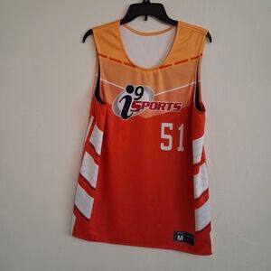 Orange Sports Jersey with Number 51 Reversible